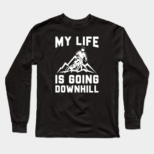 Downhill Mountain Biking Long Sleeve T-Shirt by LuckyFoxDesigns